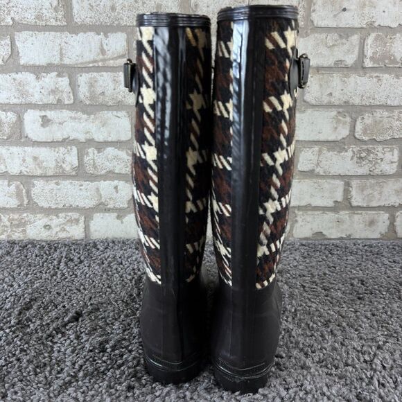 Banana Republic Rain Boots Womens 7 Bridgewater Houndstooth Mid Calf 15" High - Picture 4 of 13